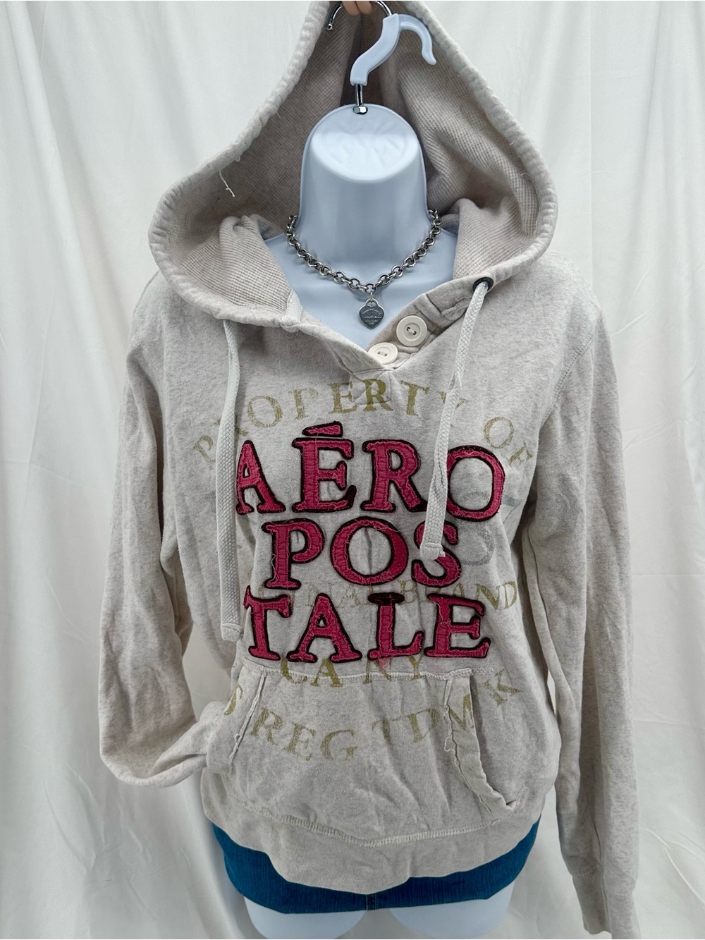 Aeropostale Y2K Henley Style Hoodie Sweater